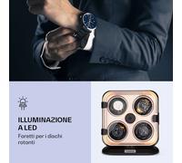 Klarstein Clover - Caricatore per 4 orologi, 3 rotazioni, 4 velocità, LED