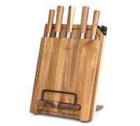 Klarstein Coltelli da Cucina Professionali 5 Pezzi, Set Coltelli da Cucina con Ceppo Magnetico, 5 da in Acciaio Legato, Set da Professionali Anti Graffio