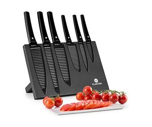 Klarstein Coltelli da Cucina Professionali 6 Pezzi, Set Coltelli da Cucina con Ceppo Coltelli Magnetico, 6 Coltelli da Cucina in Acciaio Legato, Set Coltelli da Cucina Professionali Anti Graffio