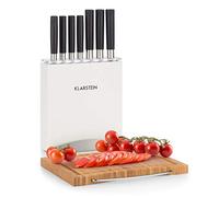Klarstein Coltelli da Cucina Professionali 7 Pezzi, Set Coltelli da Cucina con Ceppo in Legno, 7 da in Acciaio con Tagliere, Set da Professionali Anti Graffio