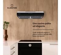 Contempo 60 - Cappa aspirante sottopensile, 60 cm, 200 m³/ora, LED, acciaio inox, vetro acrilico
