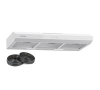 Klarstein Contempo 90 Cappa Aspirante da Incasso, 90cm Cappa per Cucina con Frontale in Vetro Acrilico, 200 m³/h, LED, Filtri ai Carboni Attivi, Bianco, Efficienza Energetica C