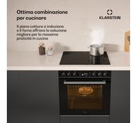 Klarstein ControlSync - Set con forno e piano cottura a induzione | 9 funzioni | 4 zone di cottura | 72 L di volume