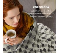 Klarstein Dr. Watson XXL, Coperta Termica, 200x180cm, Coral Fleece, 120W, rombi grigi