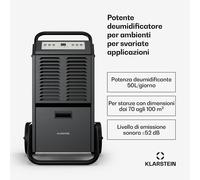 Klarstein DuraDry 50L deumidificatore | 50L/giorno | 100 m2 | inossidabile | portatile | 450 m³/h