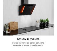 Klarstein Eleonora 60, Cappa Aspirante, Pannello Touch, Luce Ambiente, A++, 426 m³/h