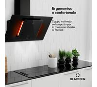 Klarstein Eleonora 90, Cappa Aspirante, Pannello Touch, Luce Ambiente, A++, 420 m³/h