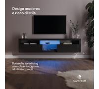 Klarstein Elgin - Lowboard, mobile porta TV, 150 x 30 x 40 cm, LED