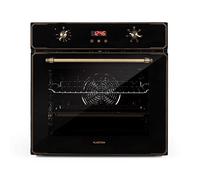 Klarstein Elizabeth - Forno Elettrico a Incasso, Design Rétro, 70L, Classe A, Autonomo, Ventola/Calore dall'Alto/dal Basso/Grill, 2200 Watt, 50-250 °C, Manopola e Maniglia Effetto Ottone (Nero)