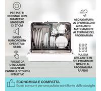 Emerald 5 Slim - Lavastoviglie a posizionamento libero, 7 programmi, controllo touch