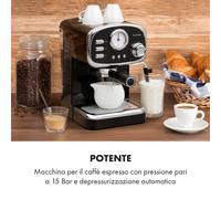 Klarstein Espressionata Gusto Macchina per caffè espresso 1100W 15 bar nero