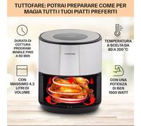 Klarstein Friggitrice ad aria Klarstein Crisp-Pro 4,3L acciaio inox