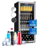 Beersafe 7XL - Frigorifero, 242 litri, 5 ripiani, sportello panoramico in vetro, acciaio inox