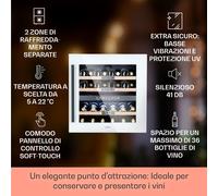 Klarstein Frigorifero per vini Vinsider 36 Quartz Edition 2 zone 5-22°C 85l