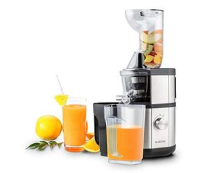 Klarstein Fruitberry, Estrattore, spremitore verticale, microsetaccio inox extra fine, Slow Juicer, 400 W, 60 giri/min, senza BPA, in ue contenitori, tubo di riempimento 8,5cm, silenzioso, argento