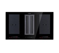 KLARSTEIN Full House DownAir - Piano a Induzione con Cappa Aspirazione da Tavolo, Incasso, Autonomo, 2 Zone Flex, 7110 W, Capacità Aspirante: 271 m³/h, 4 Zone, 90 cm, Nero