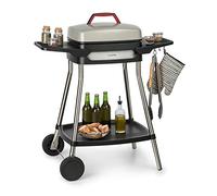 Klarstein Gatsby grill elettrico, grill con supporto e da tavolo, 2000 W, EasyGrill Concept, superficie 40 x 36 cm, alluminio pressofuso, antiaderente, calotta, due tavolini laterali, beige/nero