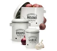 Granrosi Set di Contenitori per Alimenti - Contenitore per Patate, Cipolle e Aglio, Design Vintage, per Conservare i Vostri Alimenti a Lungo e in Grande Stile, Grigio