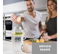 Glaswerk Livenza - Caraffa per l'acqua, 1,9 litri, vetro borosilicato, filtro di acciaio inox, coperchio
