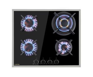 Klarstein Goldflame Prime 60cm Fornello a Gas 4 Fuochi Nero