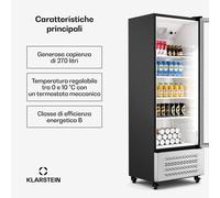 GrandCooler - Frigorifero per bevande | 270 L | Illuminazione a LED | Con rotelle | 4 ripiani