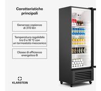 GrandCooler - Frigorifero per bevande | 270 L | Illuminazione a LED | Con rotelle | 4 ripiani