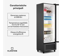 GrandCooler - Frigorifero per bevande | 306 L | Illuminazione a LED | Con rotelle | 4 ripiani