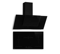 Klarstein HaloSync Piano Induzione con Cappa Integrata - 5 Zone, 11400W Boost, 90cm, Touch Control, Timer, Blocco Bambini, ThermoRecall, Cappa Aspirante 631,6 m³/h, Vetroceramica