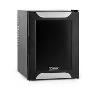 KLARSTEIN Happy Hour - Mini Frigo, Mini Frigo da Camera, Frigorifero Piccolo a Compressione, Temperatura di Raffreddamento: 5-15 °C, Silenziosissimo: 25 dB, Luce LED, 32 Litri, Nero