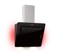 Klarstein Helena Cappa aspirante a testa libera, Cappa a parete inclinata con 553 m³/h, Luce d'ambiente RGB, Ricircolo & aspirazione, Illuminazione LED, Controllo touch, 60 cm, nero