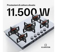 Klarstein Illuminosa 75cm Fornello a gas 5 Fuochi Argento