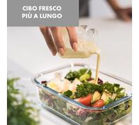 Klarstein Jardine, contenitori salvafreschezza, set 3 pezzi, senza divisorio, 1040 ml, vetro borosilicato, coperchio