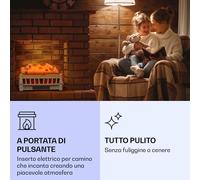 Kamini FXL 2G camino elettrico, inserto per camino, 1800 W, effetto fiamma 3D a LED