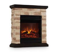 Klarstein Kaprun - Camino Elettrico, Caminetto Elettrico con Effetto Fiamma, Camino Finto, Decorazioni in Pietra, Polystone, Telecomando, 1800W Nero/Marrone