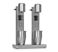 KLARSTEIN Kraftpaket II Pro - Mixer Doppio, 160 Watt, 2 x 1 L, 2 Livelli, 20000 giri/min, 2 Bicchieri Acciaio Inox, Milkshake e Frullati Proteici, Cocktail, Bar Mixer, Settore Gastronomico, Argento