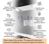 Klarstein Kronleuchter XL Cappa a Isola 90cm Scarico: 590m³/h LED Touch nero