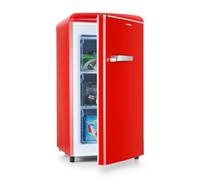 Klarstein Laika - Congelatore, 60 Litri di Volume Totale, Termostato con 5 Livelli, da -15 a -24 °C, 3 Ripiani, Posizionamento Libero, Design Rétro, Rosso