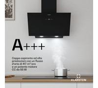 Laurel - Cappa inclinata | Modalità di scarico e ricircolo | Vetro di sicurezza | 417 m³/ora | 60 cm