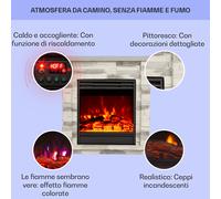 Klarstein Lienz Camino Elettrico 1800W Decorazione in Pietra Telecomando grigio chiaro