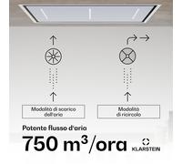 LuxeAir - Cappa aspirante | 90 cm | WiFi + Bluetooth | LED | 751 m³/ora | Scarico/ricircolo | Classe energetica: A