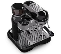 Klarstein Macchinetta Caffe Espresso 1.4L, Macchina da Caffè con ThermoBlock, Caffè Macinato e Cappuccino, Macchina Caffè Retro In Acciao Inox per Caffè Latte e Macchiato, 1550W con Montalatte