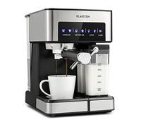 KLARSTEIN Macchinetta Espresso 1.8L a Cialde, Caffè Macinato e Cappuccino, In Acciao Inox, 1350W con Montalatte