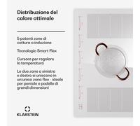 Klarstein Masterzone 90 Flex piano cottura a induzione, incasso, 5 zone di cottura, 2 zone Flex, ThermoBoost, tecnologia Smart Flex, max. 12600 Watt