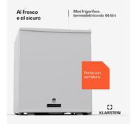 Frigorifero Klarstein - 44L mini frigo con porta in vetro, per bevande e snack, piccolo e silenzioso, ripiani regolabili, serratura, cerniera della porta modificabile, piedini regolabili in altezza