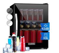 KLARSTEIN Mini Frigo Bar da Camera per Birra, Portatile, Piccolo da Ufficio, con Porta in Vetro, con Ripiani Rimovibili, 0-10°C, 33L