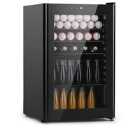 KLARSTEIN Mini frigo con sportello in Vetro & LED, Mini Frigorifero per la Camera, Piccolo Frigorifero per Bevande con 4 Ripiani, Piccolo Frigorifero da 115 Litri, Silenzioso Frigorifero