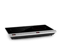 KLARSTEIN MisterCook Duo Piano Cottura a Infrarossi - 2 Zone di Cottura, 2 Piastre, 3000W, 10 Impostazioni Potenza e Temperatura, 90-650°C, Timer, Touch, Protezione Surriscaldamento, Argento