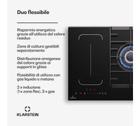 Multichef 5 - Piano cottura a gas e induzione, 5 zone, 3 bruciatori a gas, 2 zone a induzione, FlexZone
