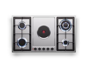 Klarstein MultiChef 5 - Piano Cottura Elettrico E A Gas, 4 Zone A Gas & 1 Elettr