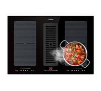 Klarstein - Piano cottura 2 in 1 con cappa integrata, per cucina a isola, flusso d'aria 391 m³/h, Touch Control, classe energetica A, piano cottura con aspiratore incorporato